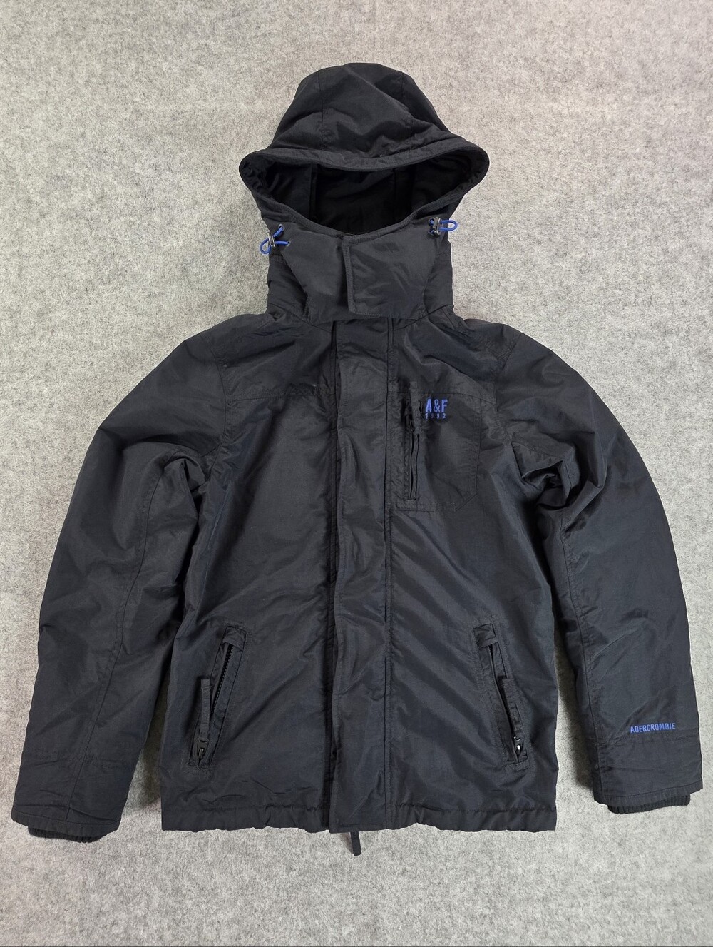Abercrombie & Fitch All-Season Weather Warrior hooded jacket Black Men's Sz Med